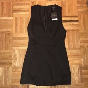 TOPSHOP NWOT Satin Plunge Front Playsuit in Black